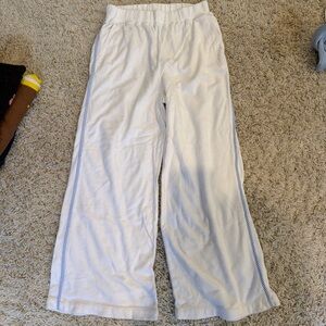 Kerri Rosenthal white terry sweatpants with blue stripes